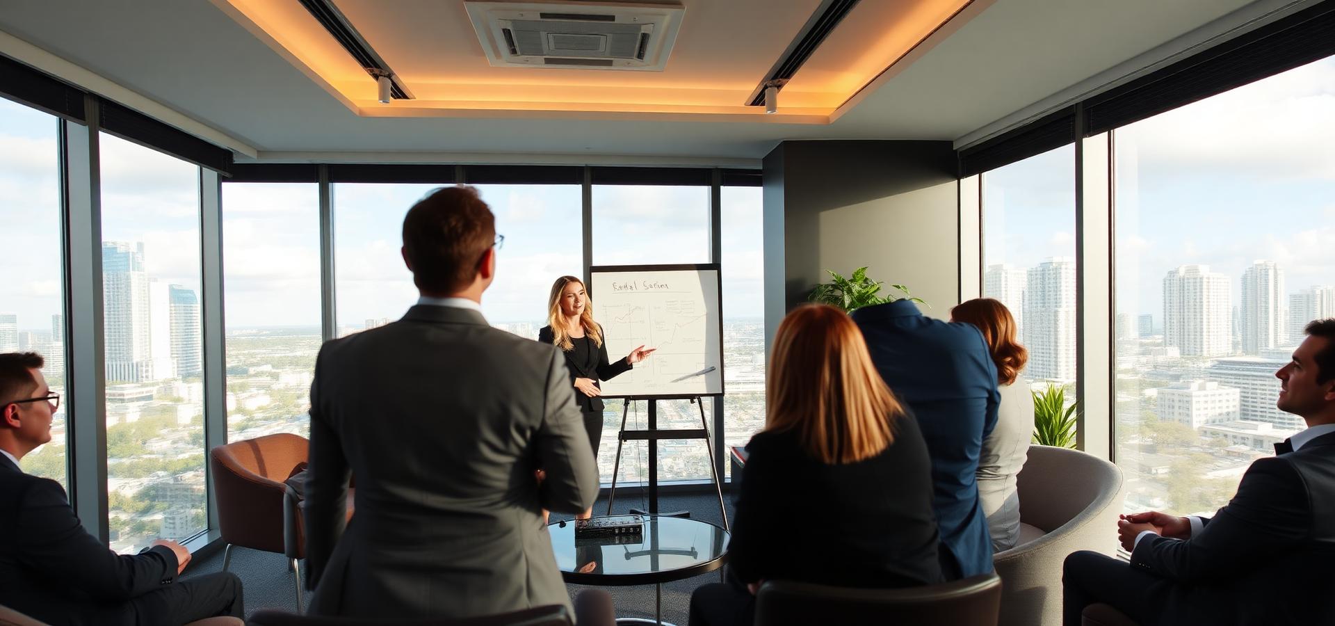 Real estate coaching session in Miami office
